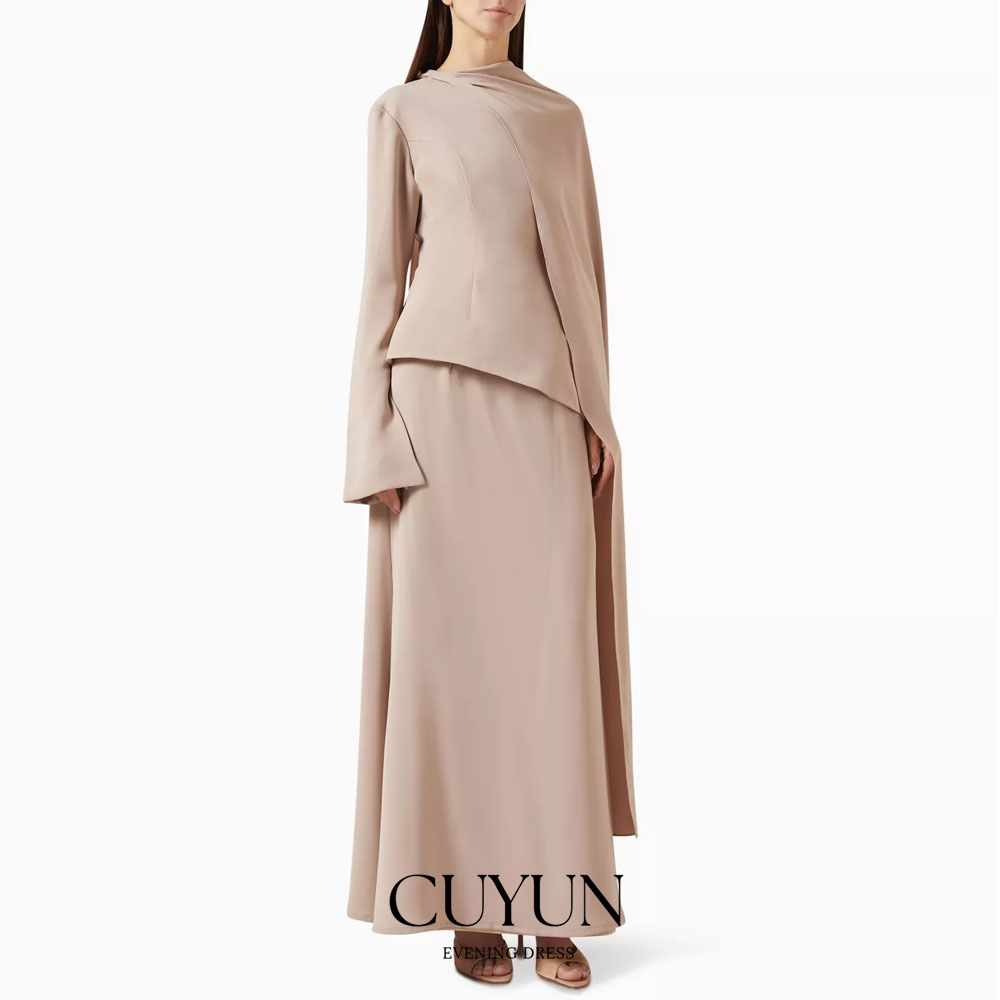 Women'S Formal Wear For Wedding Guest - CUYUN Aangepaste kaki bescheiden enkellange galajurk