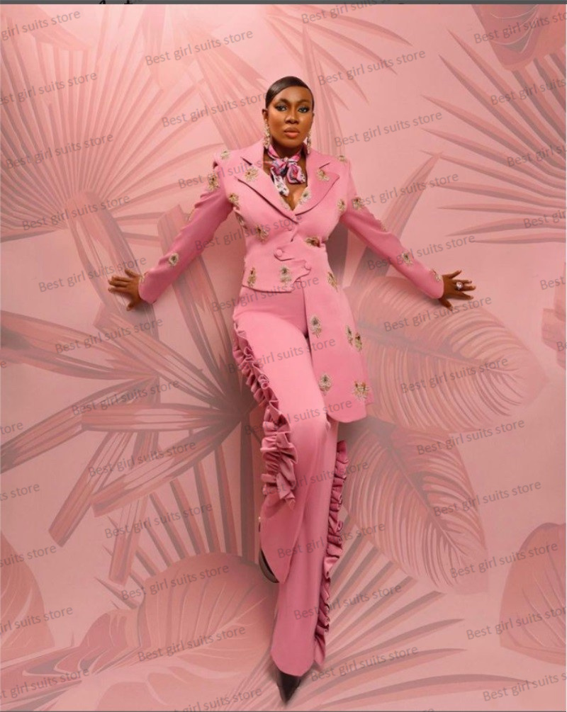 Women'S Formal Wear For Wedding Guest - Roze Bruiloft Damespak Set Blazer +