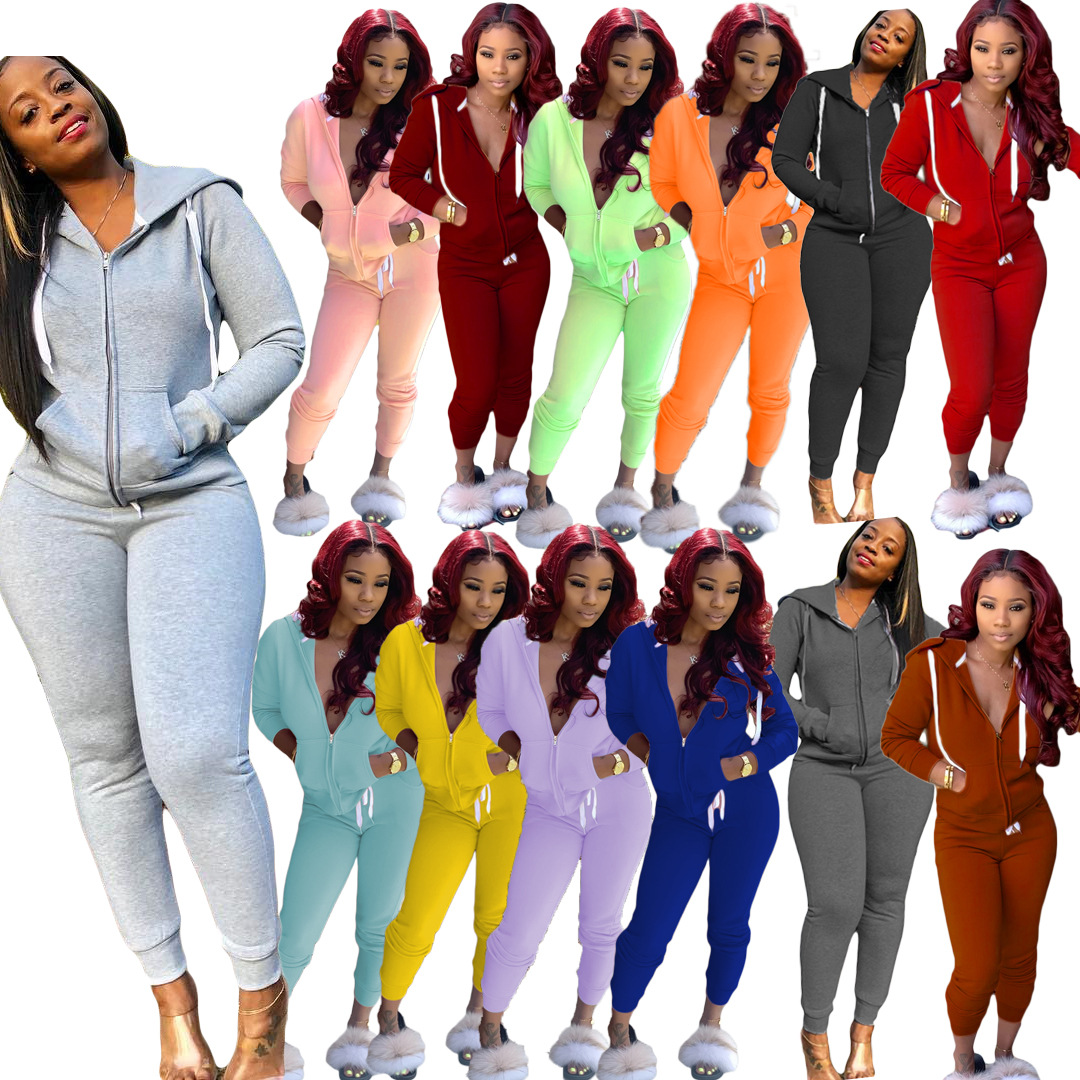 Monochrome Suit Set - Dames Monochroom Fleece Tweedelig Sportpak Kleurrijke
