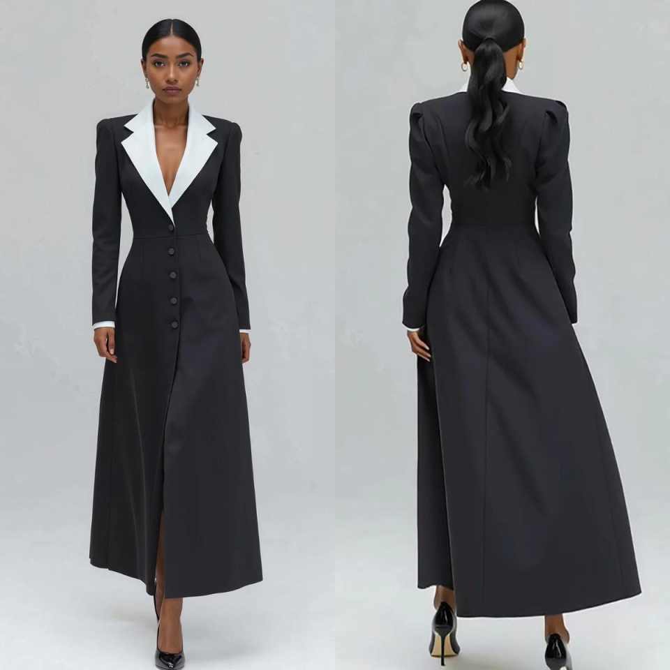 Women'S Formal Wear For Wedding Guest - A Line Dames Lange Blazerjas Eén
