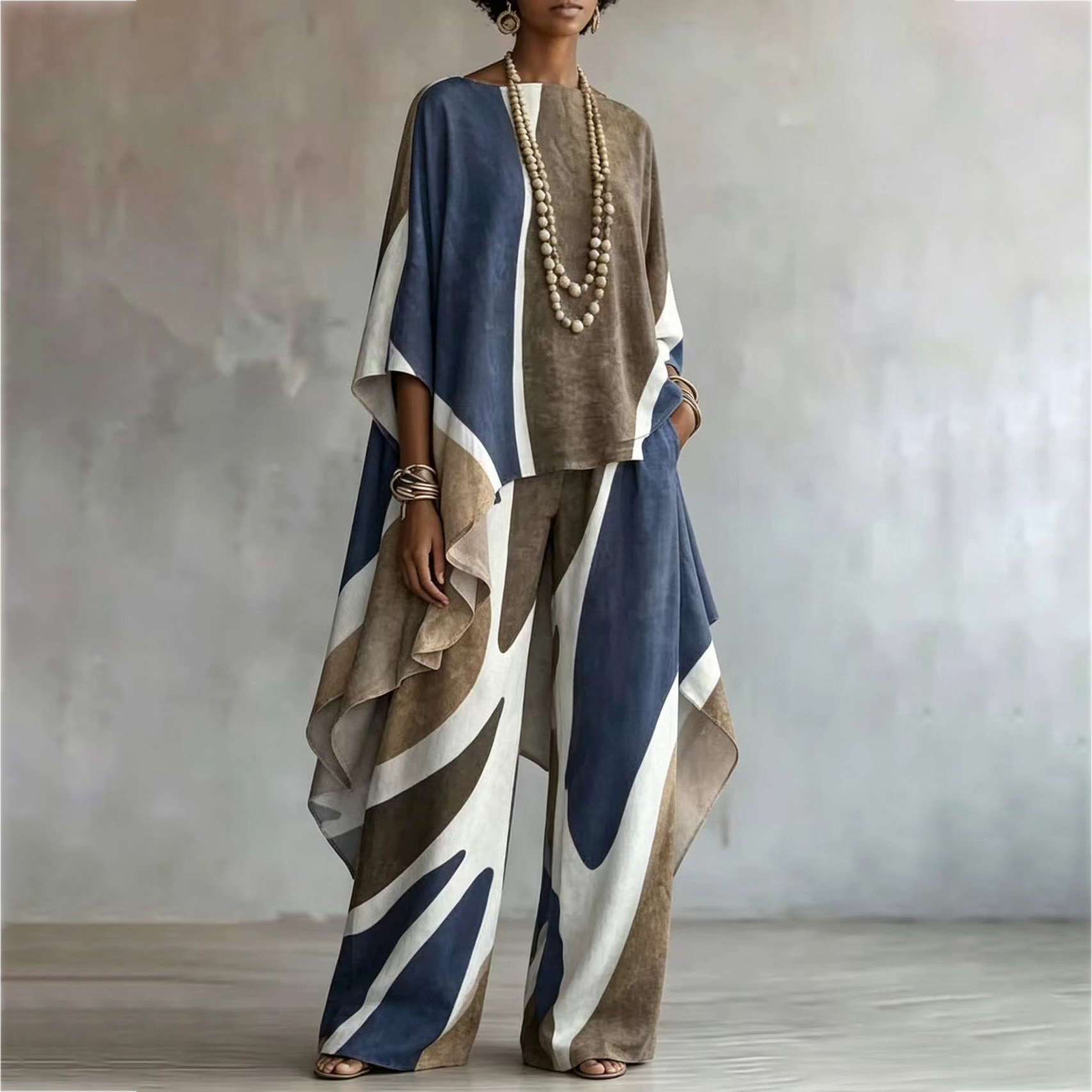 Women Formal Wear Tops - Elegante dameskledingset met contrastkleuren, vintage, onregelmatige