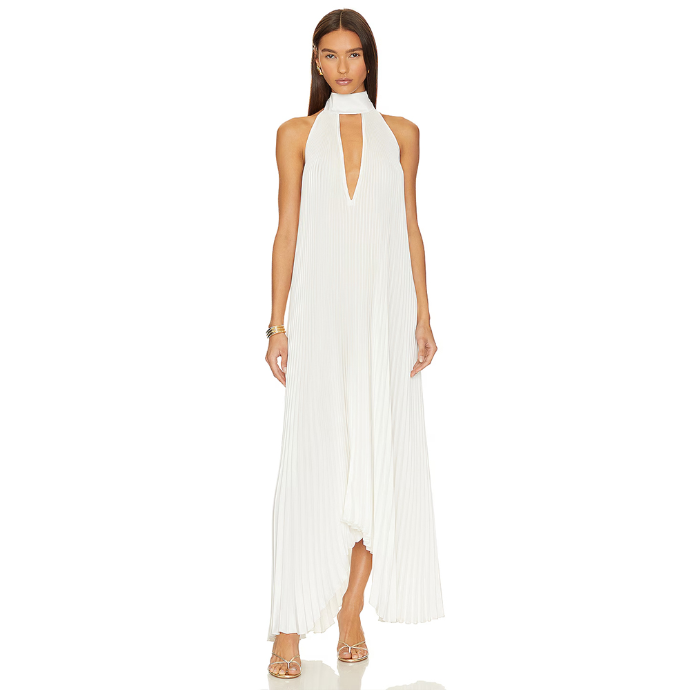 Women'S Formal Wear For Wedding Guest - Avondjurken Diepe V-hals Sjaal Ruches Geplooide