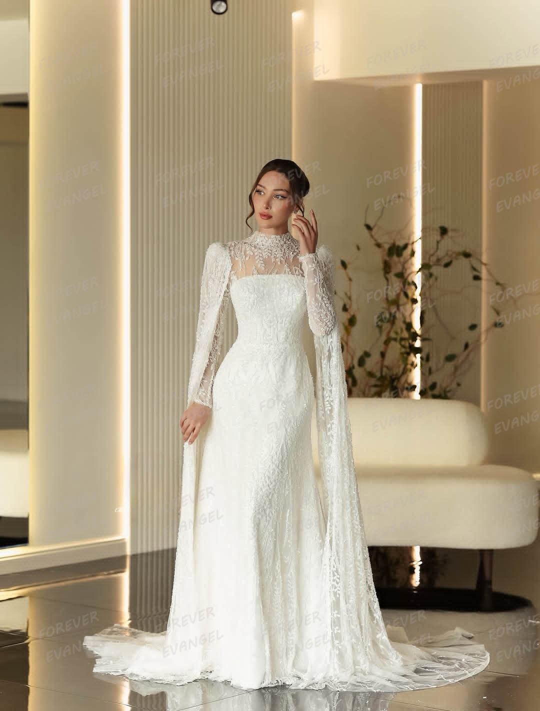 Women Formal Wear Dress - Sjaalkant Elegante trouwjurken Applicaties Zeemeermin Vrouw
