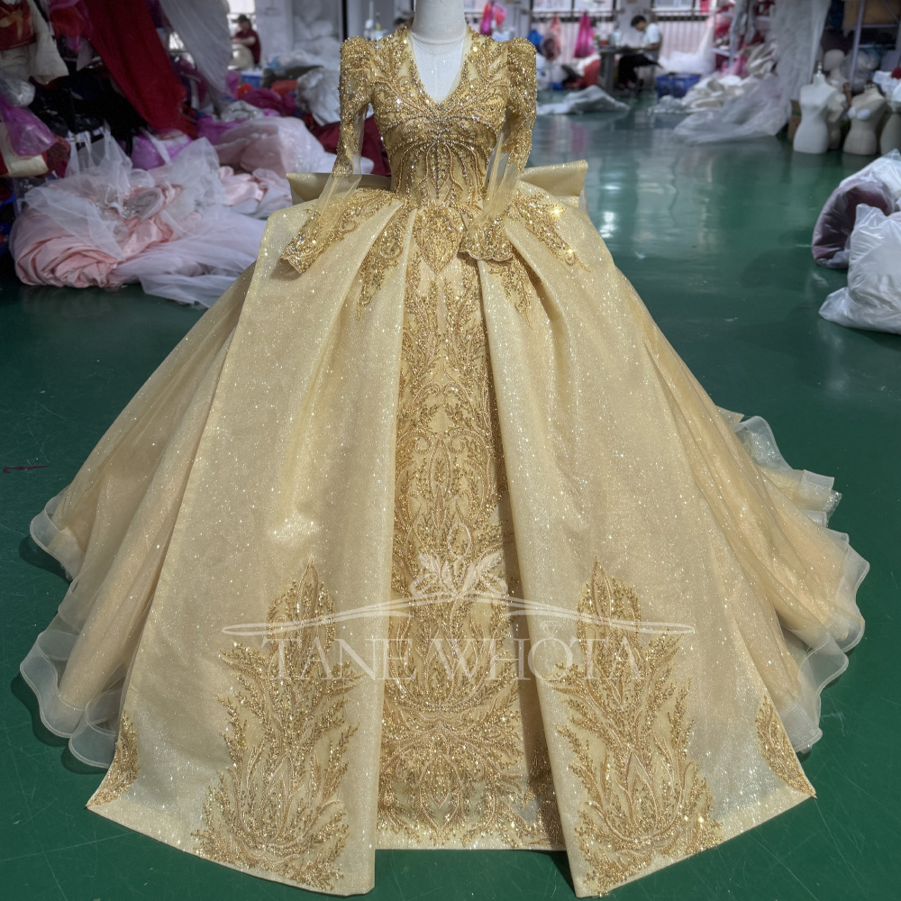 Yellow Formal Wear Women - Elegante avondjurk met V-hals 2025, lange