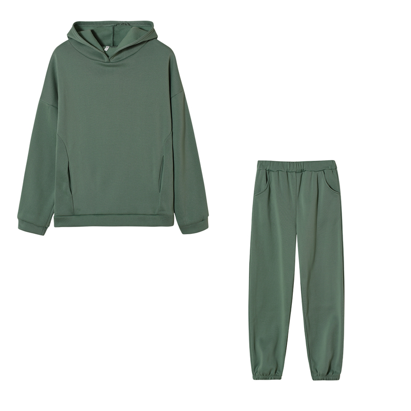 Monochrome Suit Set - Monochrome hoodieset met capuchon, casual tweedelige