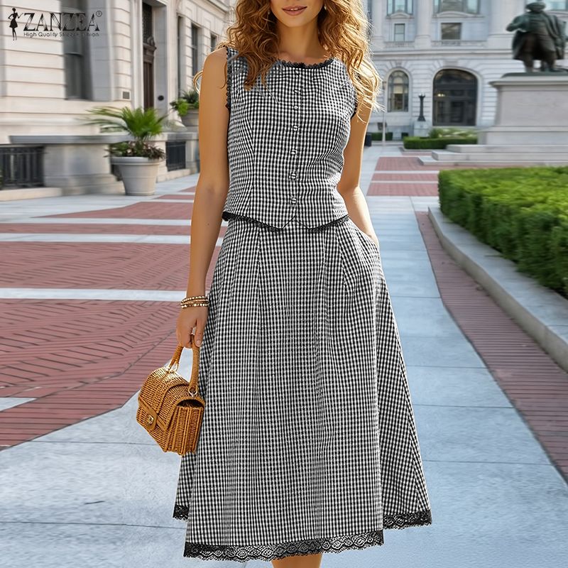 Shift Dress Sleeveless - Elegante Vrouwen 2 Stuks Sets ZANZEA