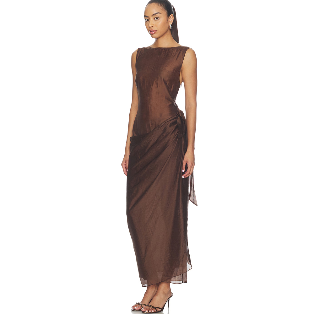 Women'S Formal Wear For Wedding Guest - Avondjurken Off-shoulder mouwloos zijdelings gerimpeld wikkeljurk