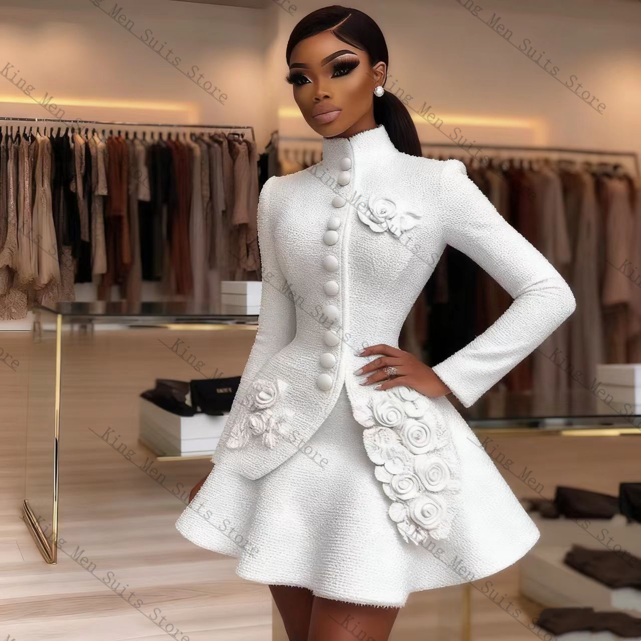 Women'S Formal Wear For Wedding Guest - Luxe Witte Vrouwen Pak Set 2