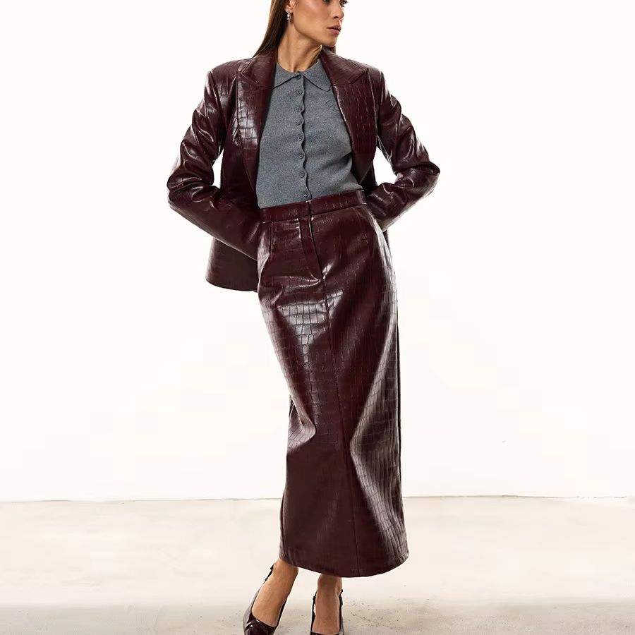 Formal Attire Woman - IG Dames Bourgondische Croc Kunstleren 2-delige