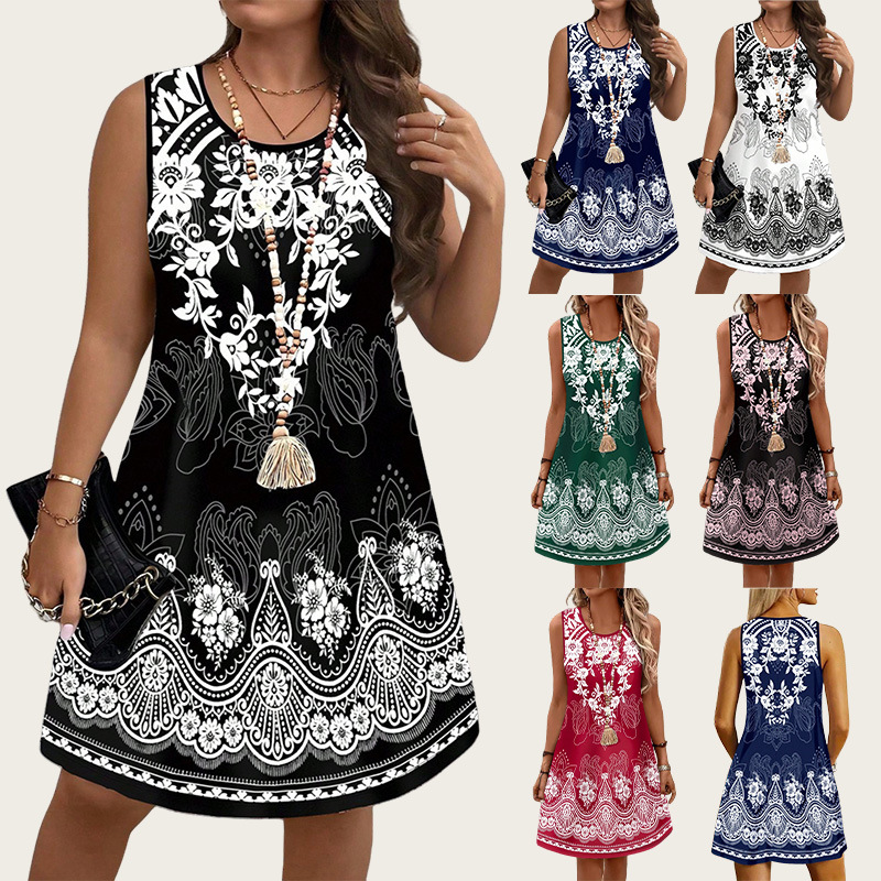 Shift Dress Sleeveless - Etnische stijl vintage jurken 2026 zomer