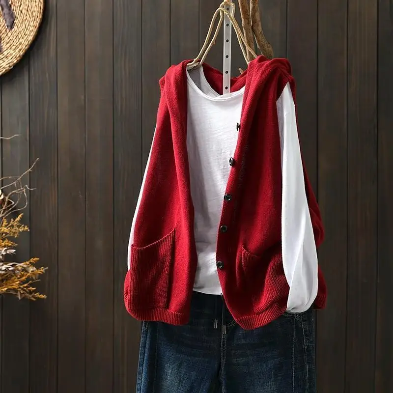 Women'S Formal Wear Cardigan - Vest Rood Vest Dames Gebreid Vest
