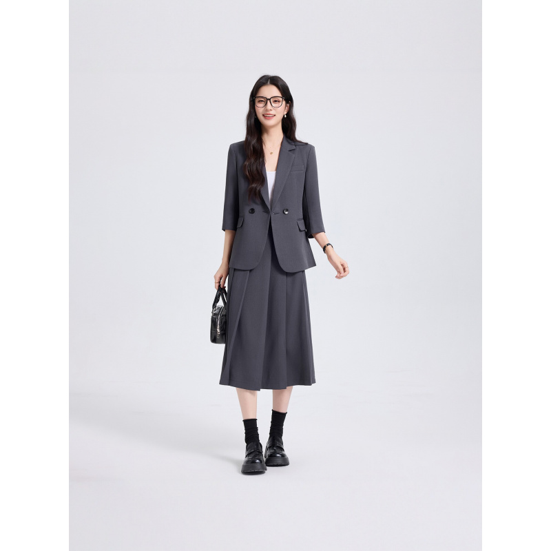 Women'S Formal Wear Pants Suit - Marineblauwe damespakset voor lente en herfst,