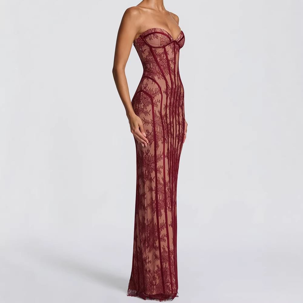 Women Formal Wear Dress - Strapless bodycon maxi jurk voor dames