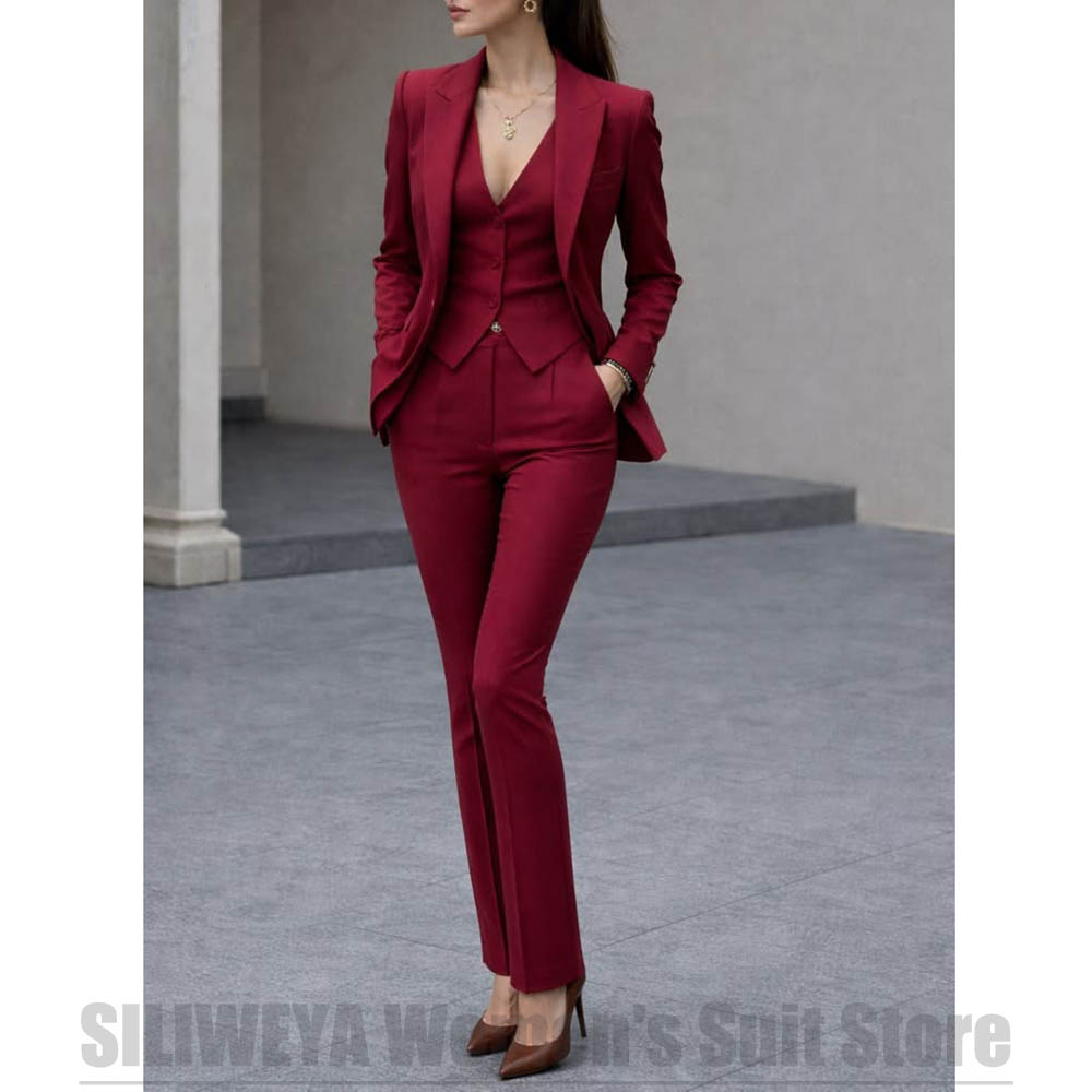 Women'S Formal Wear Pants Suit - Dames 3-delige pakset Blazer Vest Broek