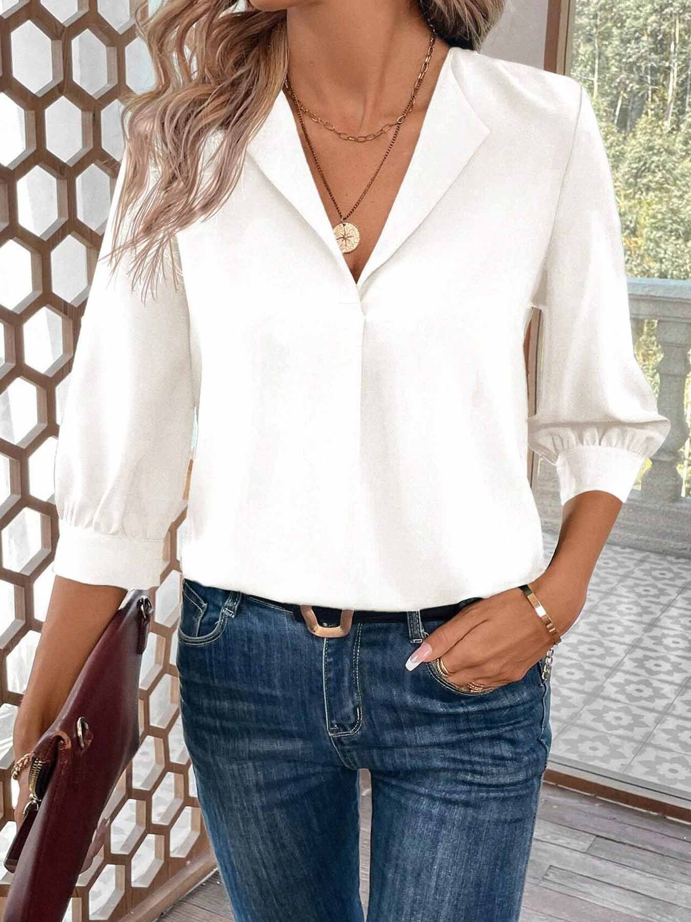 Klassiek damesoverhemd met V-h - Women Formal Wear Tops recensie en prijs