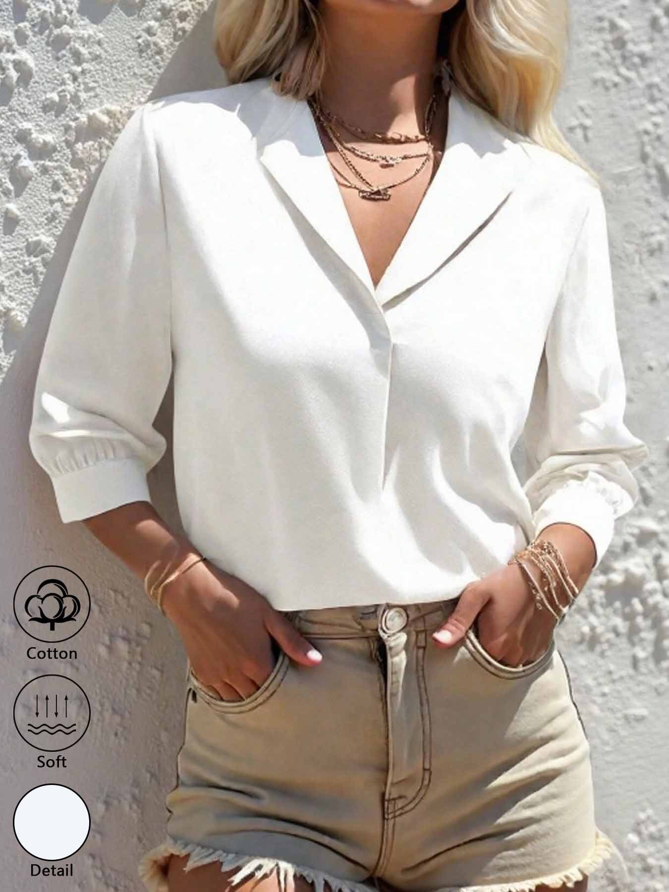 Klassiek damesoverhemd met V-h - Women Formal Wear Tops recensie en prijs