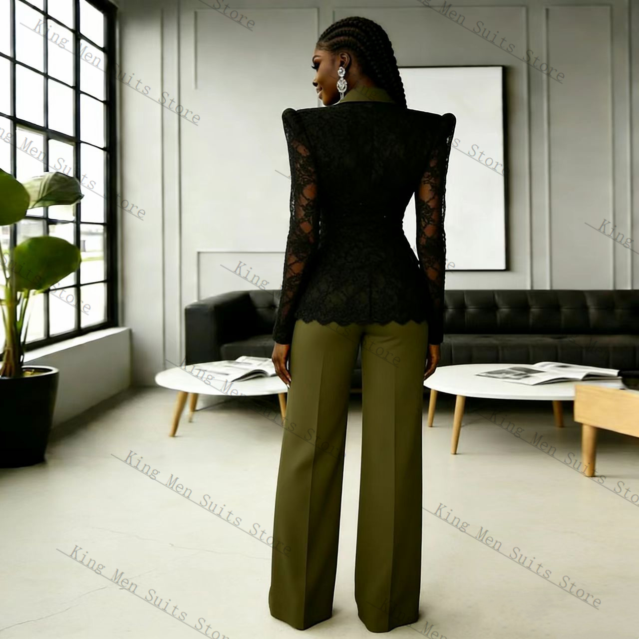 Groen Zwart Kant Vrouwen Pak S - Women'S Formal Wear For Wedding Guest recensie en prijs