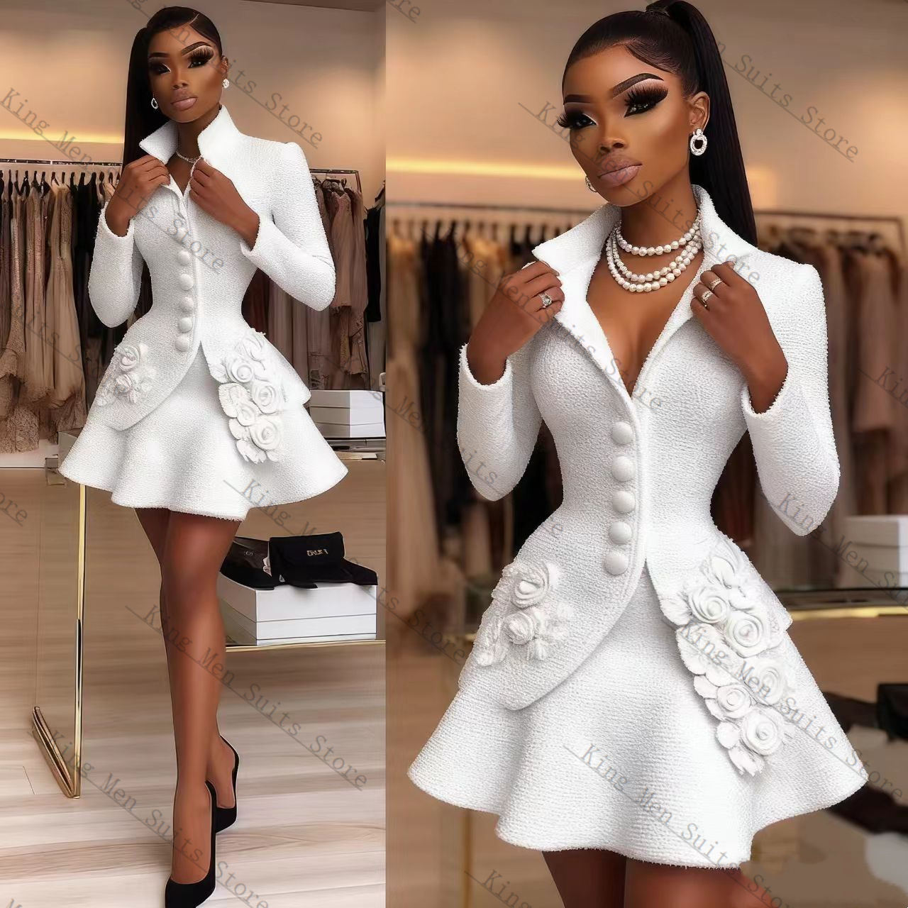 Luxe Witte Vrouwen Pak Set 2 S - Women'S Formal Wear For Wedding Guest recensie en prijs