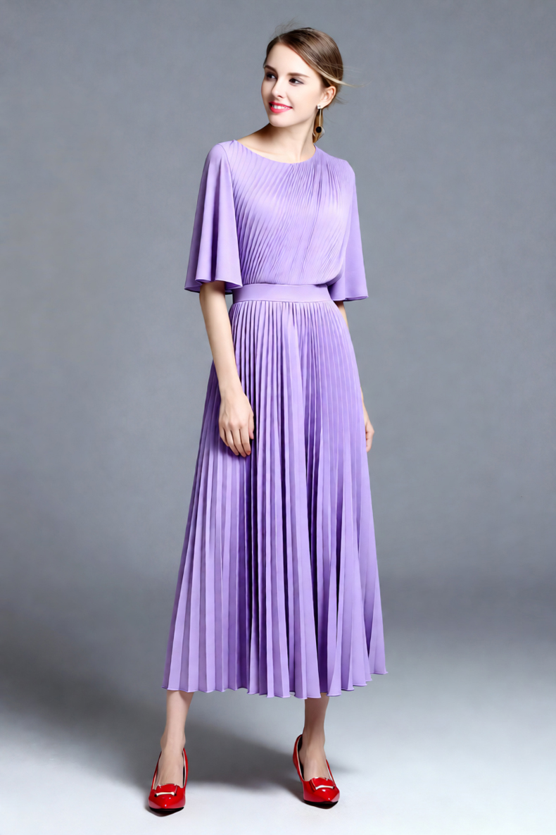 Lila geplooide midi-jurk met c - Women'S Formal Wear For Wedding Guest recensie en prijs