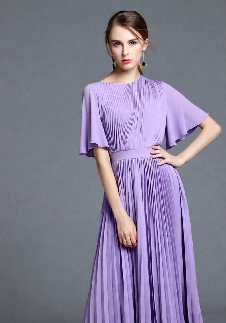 Lila geplooide midi-jurk met c - Women'S Formal Wear For Wedding Guest recensie en prijs