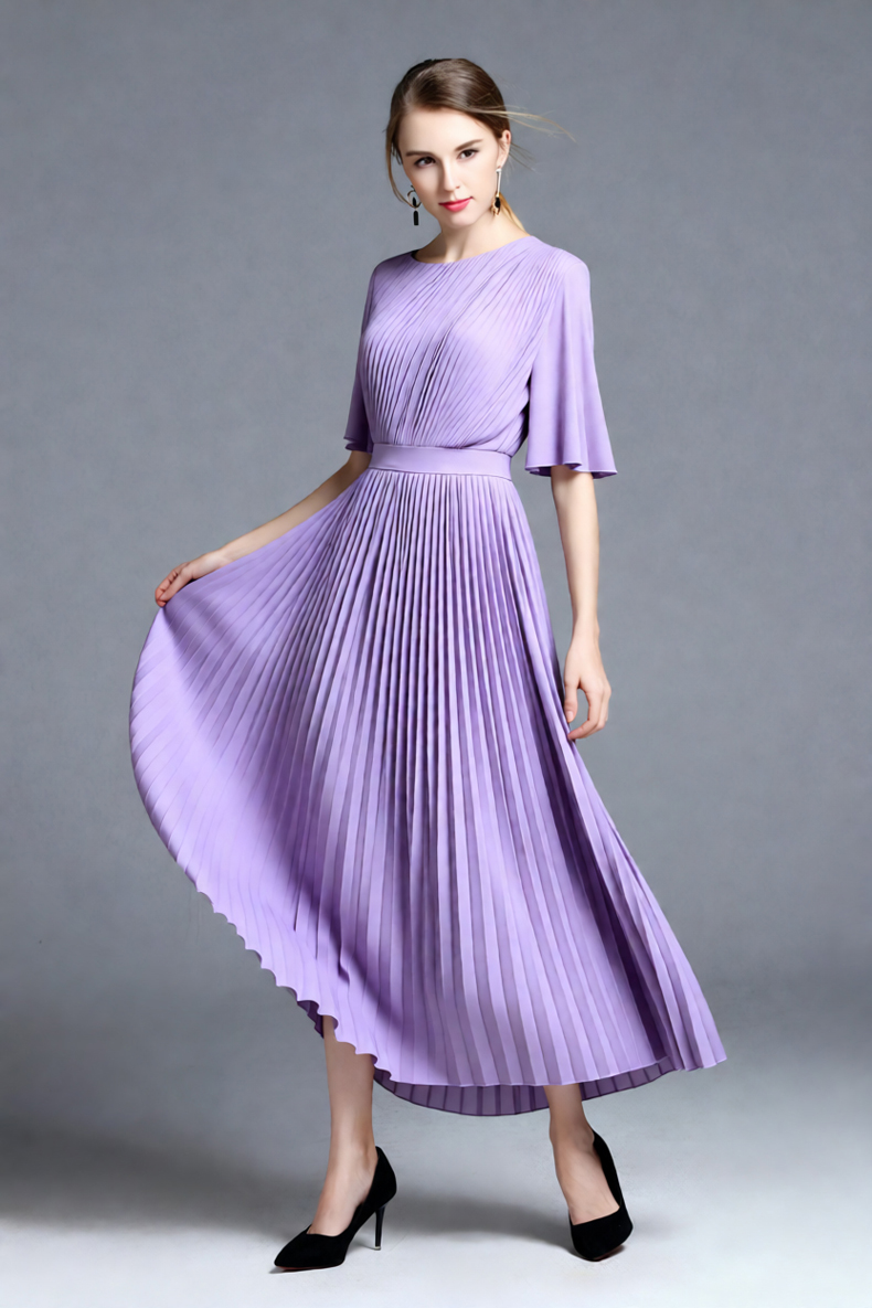 Lila geplooide midi-jurk met c - Women'S Formal Wear For Wedding Guest recensie en prijs