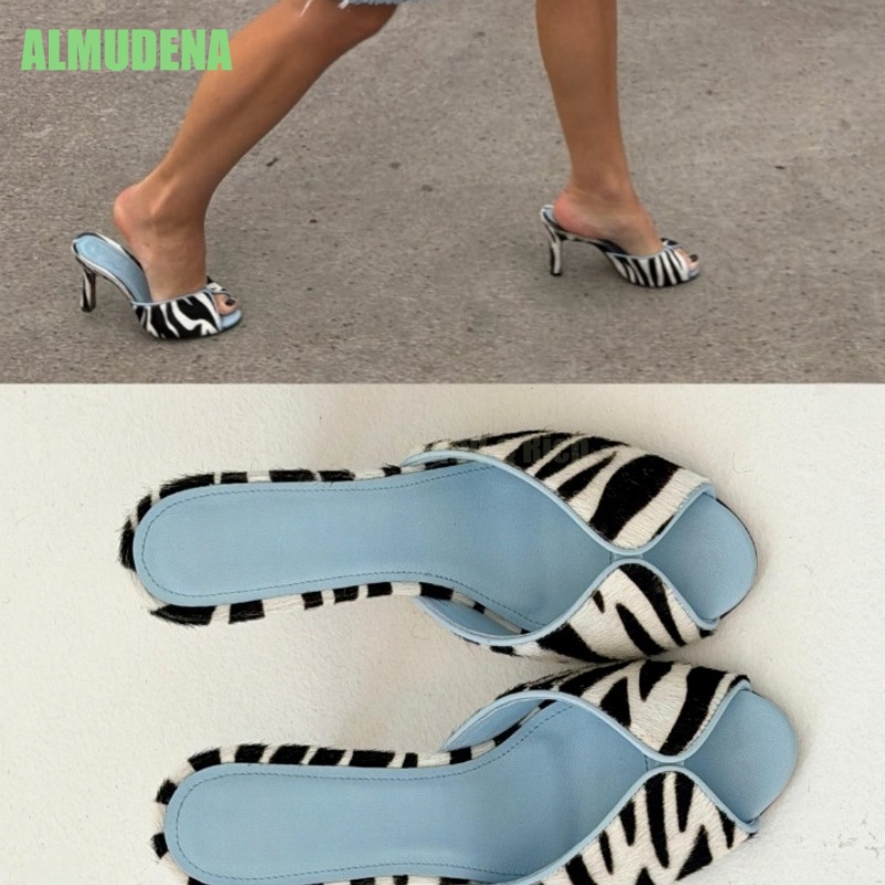 Zebraprint V-Cut Peep Toe Mule - Kitten Heel Women recensie en prijs