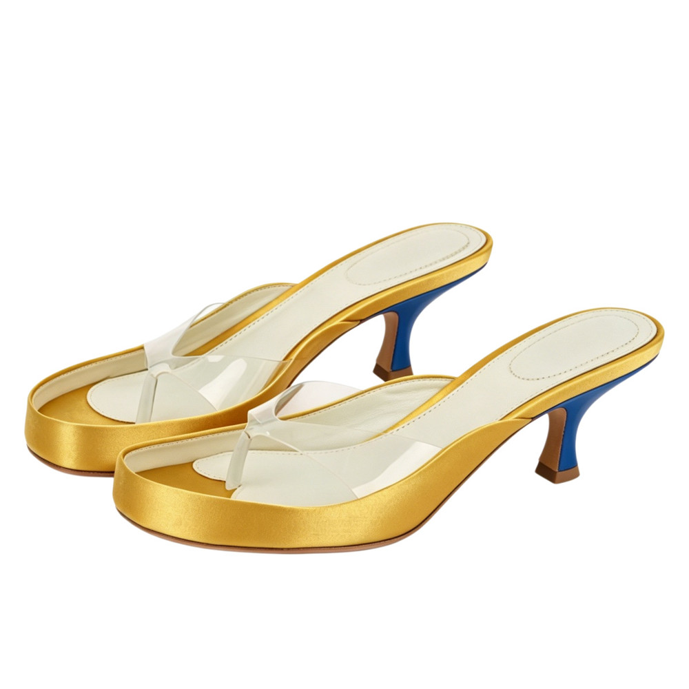 Dames gouden satijnen thong mu - Kitten Heel Women recensie en prijs