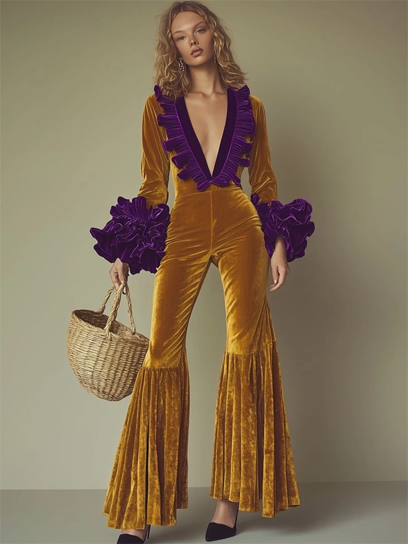 Geel Paars Fluwelen Dames Jump - Yellow Formal Wear Women recensie en prijs